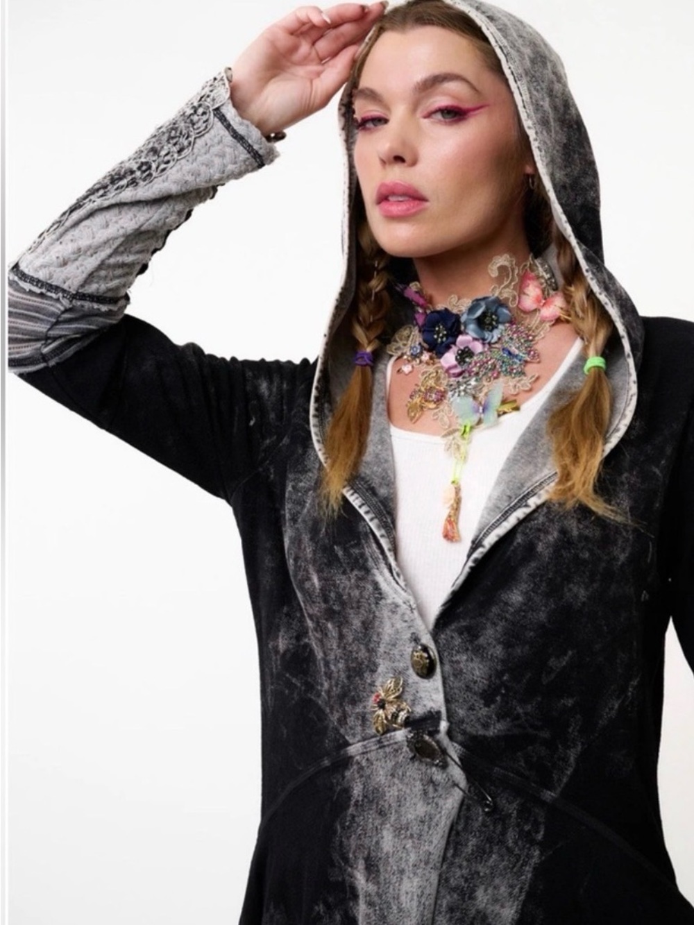Forest Goddess French Terry Coat FairyCore  Whimsygoth Renaissance - Picture 2 of 5